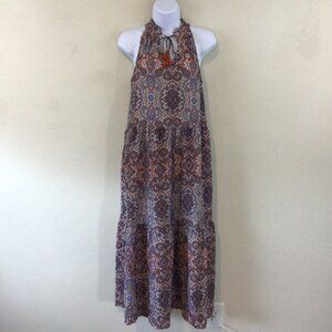 💕3/$10 Emily Daniels Multi Colored Paisley Print Long Sleeveless Boho Dress
